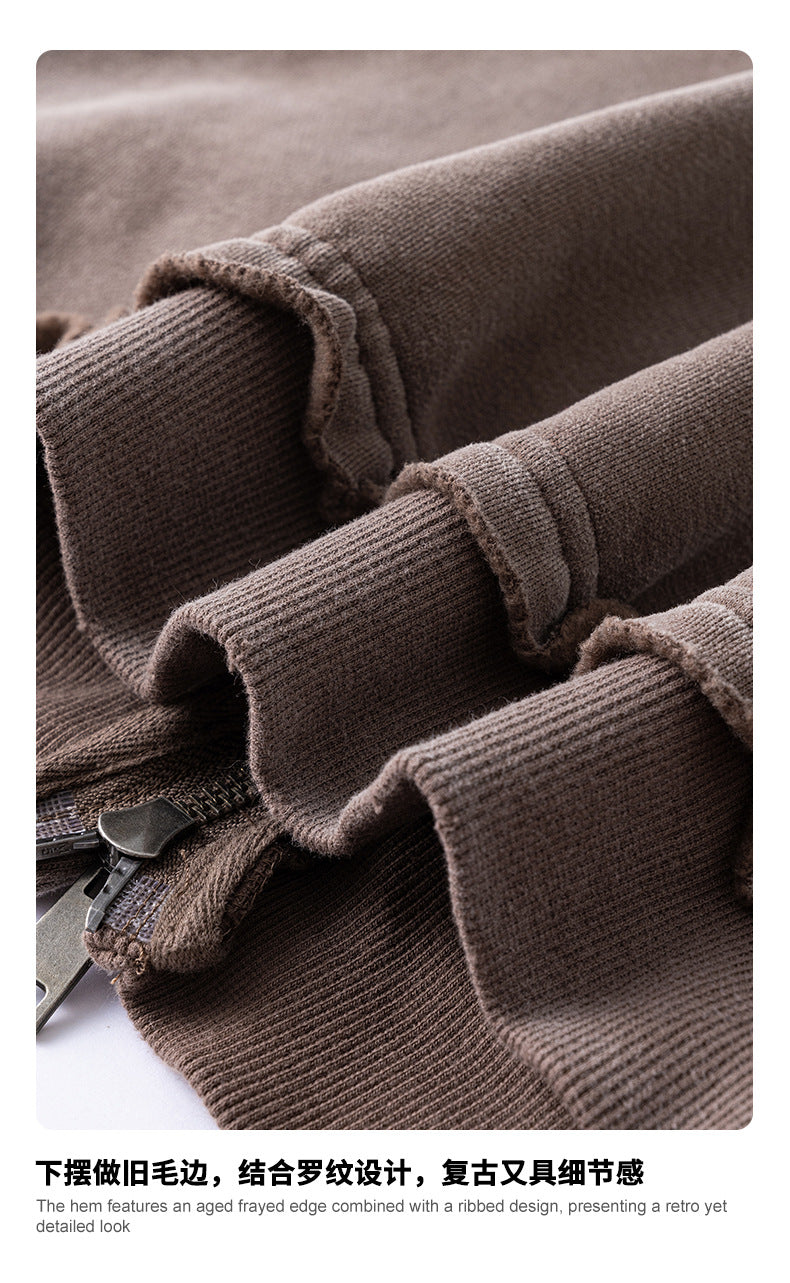 Men's Oversized Hoodie - High Street Zip-Up, Distressed Hem Detail