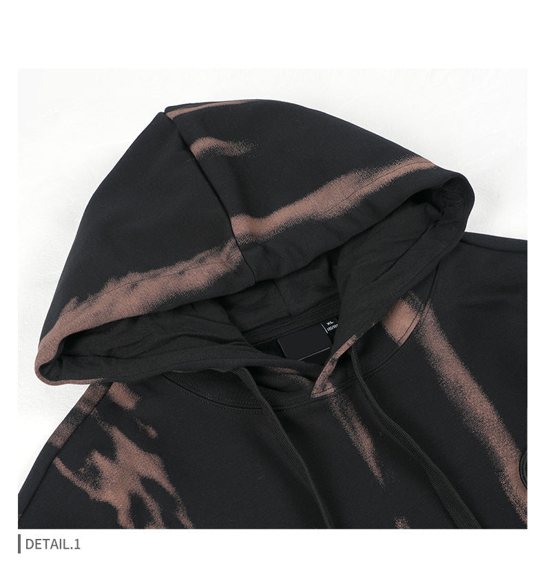 Unisex Tie Dye Hoodie - Oversized Brown Pullover, Casual Streetwear