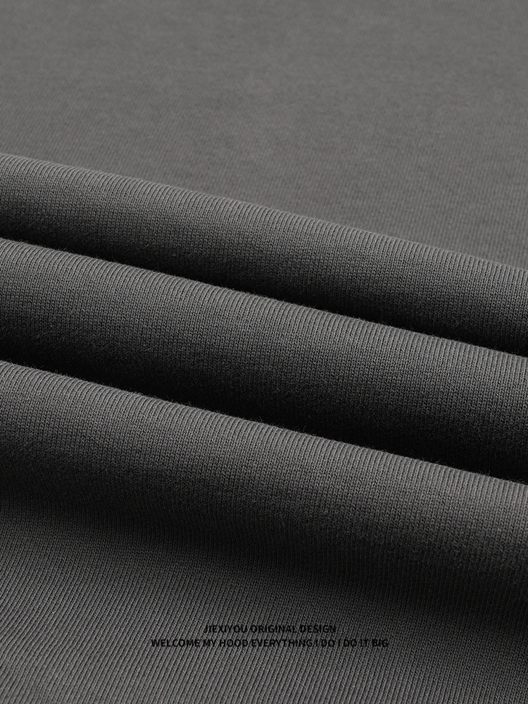 Unisex Minimalist Letter Hoodie - Oversized Cotton Pullover, Embroidery Detail