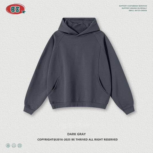 Men's Fleece Hoodie - Oversized Pullover, Raglan Sleeve Design