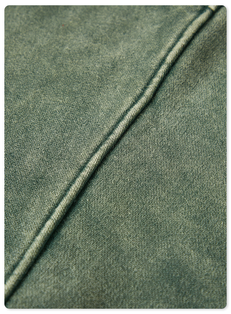 Unisex Washed Fleece Hoodie - Vintage Zip-Up, Double Zipper Design