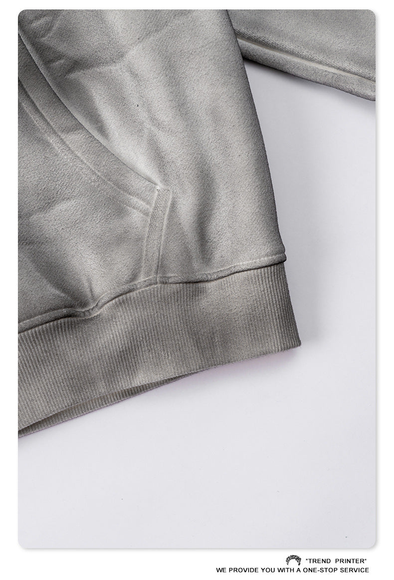 Men's Distressed Fleece Hoodie - Heavyweight Washed Pullover, High Street Style