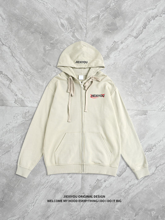 Contrast Number Zip Hoodie | Oversized Pullover Streetwear