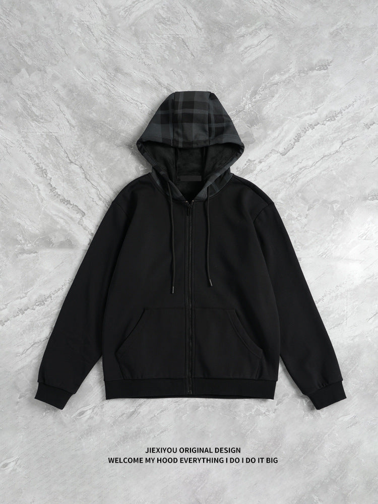 Unisex Color Block Zip Hoodie - Heavyweight Cotton, Oversized Streetwear