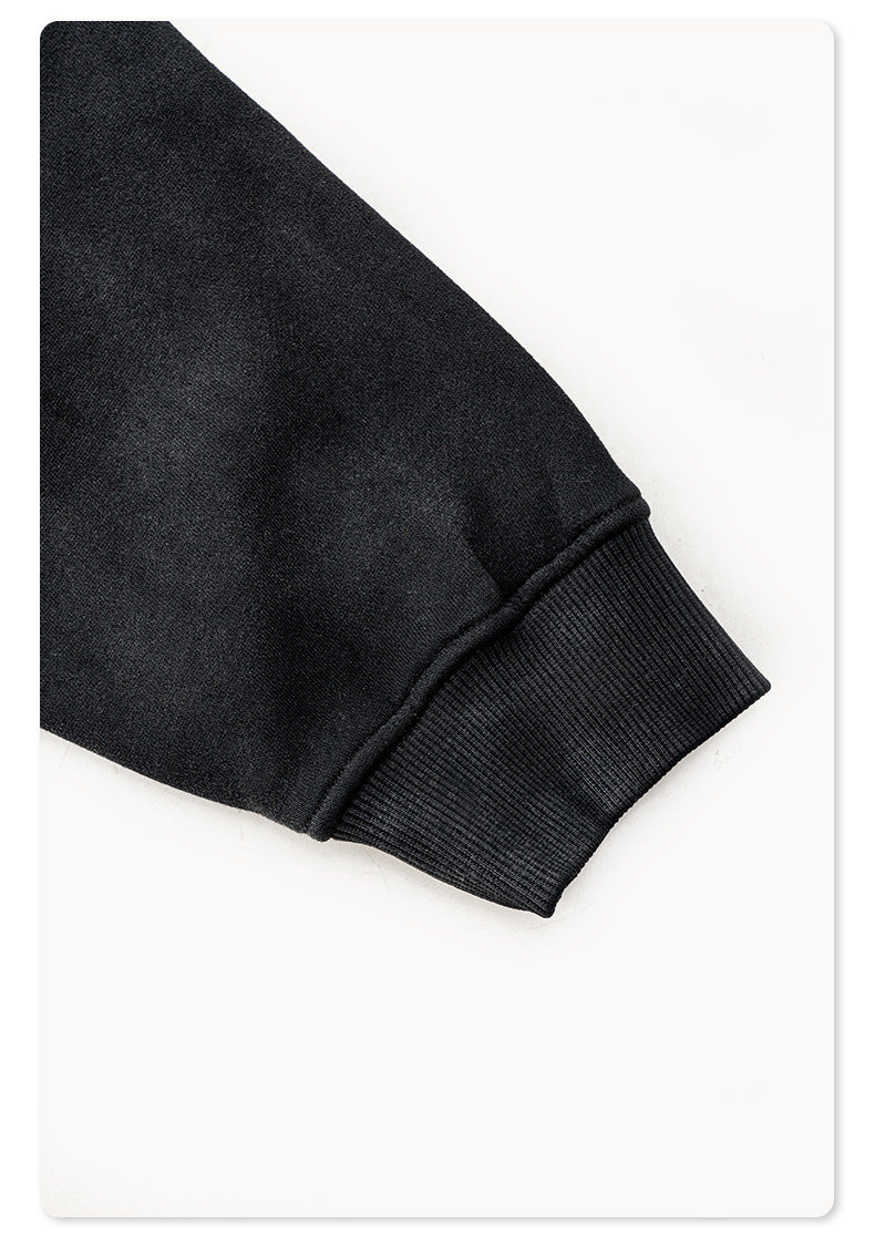 Men's Washed Print Hoodie - Distressed Graphic Pullover, Heavyweight Streetwear