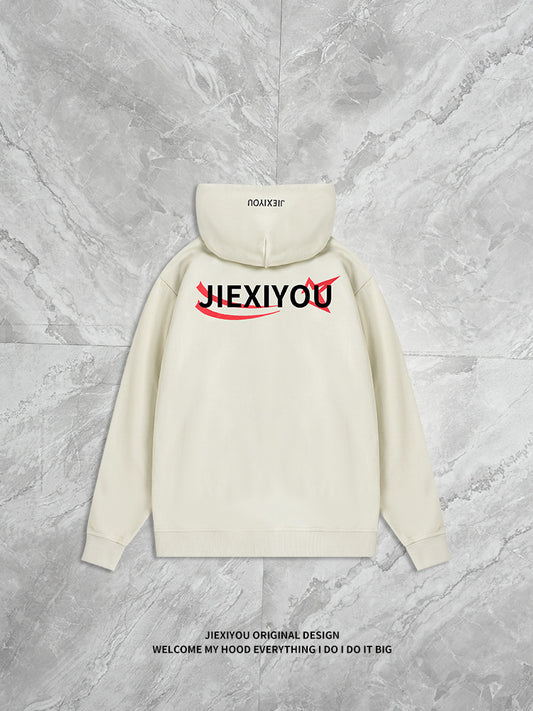 Contrast Number Zip Hoodie | Oversized Pullover Streetwear