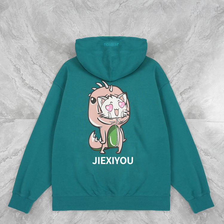 Double-Sided Print Hoodie | Cartoon Pullover Streetwear
