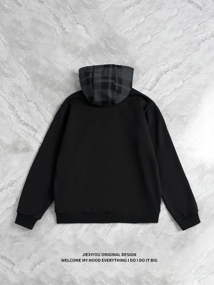 Unisex Color Block Zip Hoodie - Heavyweight Cotton, Oversized Streetwear