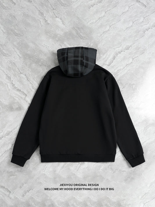 Unisex Color Block Zip Hoodie - Heavyweight Cotton, Oversized Streetwear