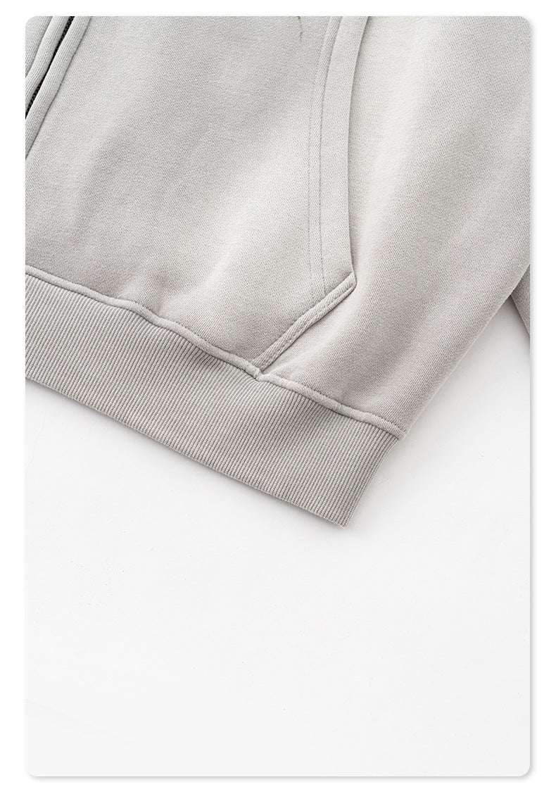 Men's Gothic Hoodie - Vintage Washed Zip-Up, Oversized Jacket