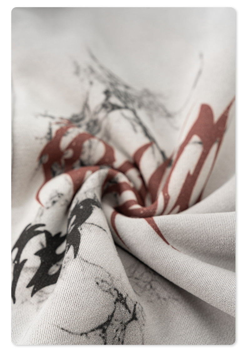 Men's Gothic Hoodie - Vintage Washed Zip-Up, Oversized Jacket