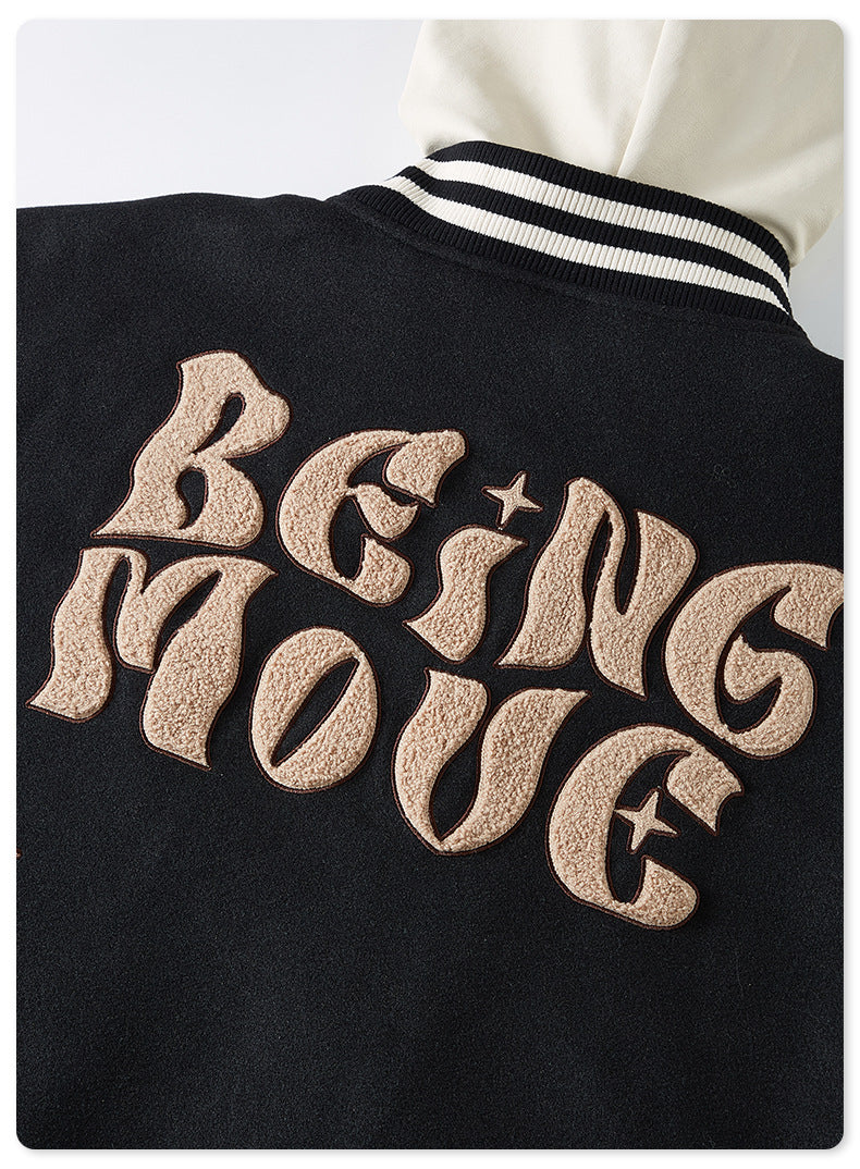 Men's Embroidered Baseball Jacket - Heavyweight Quilted Bomber, Hooded Jacket