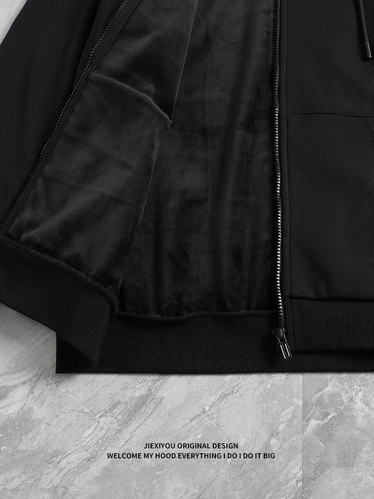 Unisex Color Block Zip Hoodie - Heavyweight Cotton, Oversized Streetwear