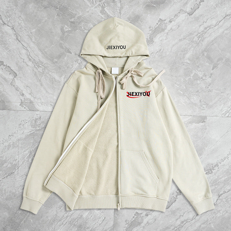 Contrast Number Zip Hoodie | Oversized Pullover Streetwear