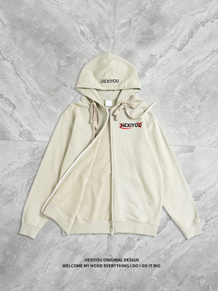 Contrast Number Zip Hoodie | Oversized Pullover Streetwear