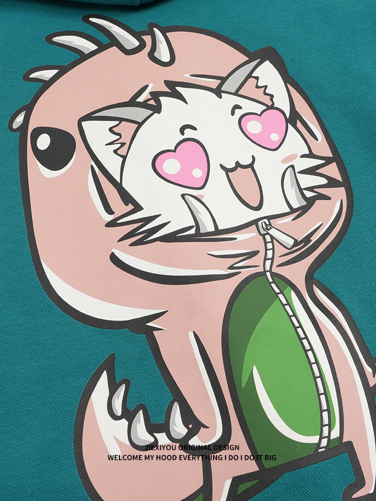 Double-Sided Print Hoodie | Cartoon Pullover Streetwear