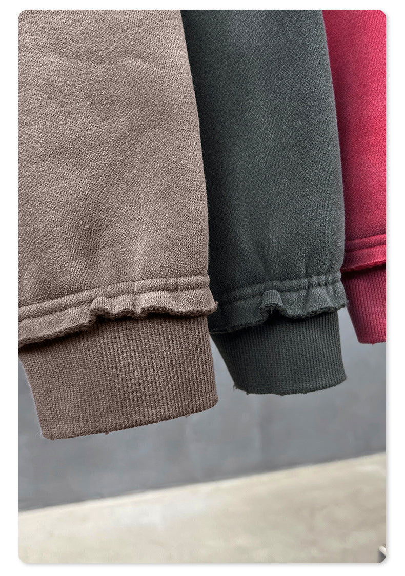 Men's Oversized Hoodie - High Street Zip-Up, Distressed Hem Detail