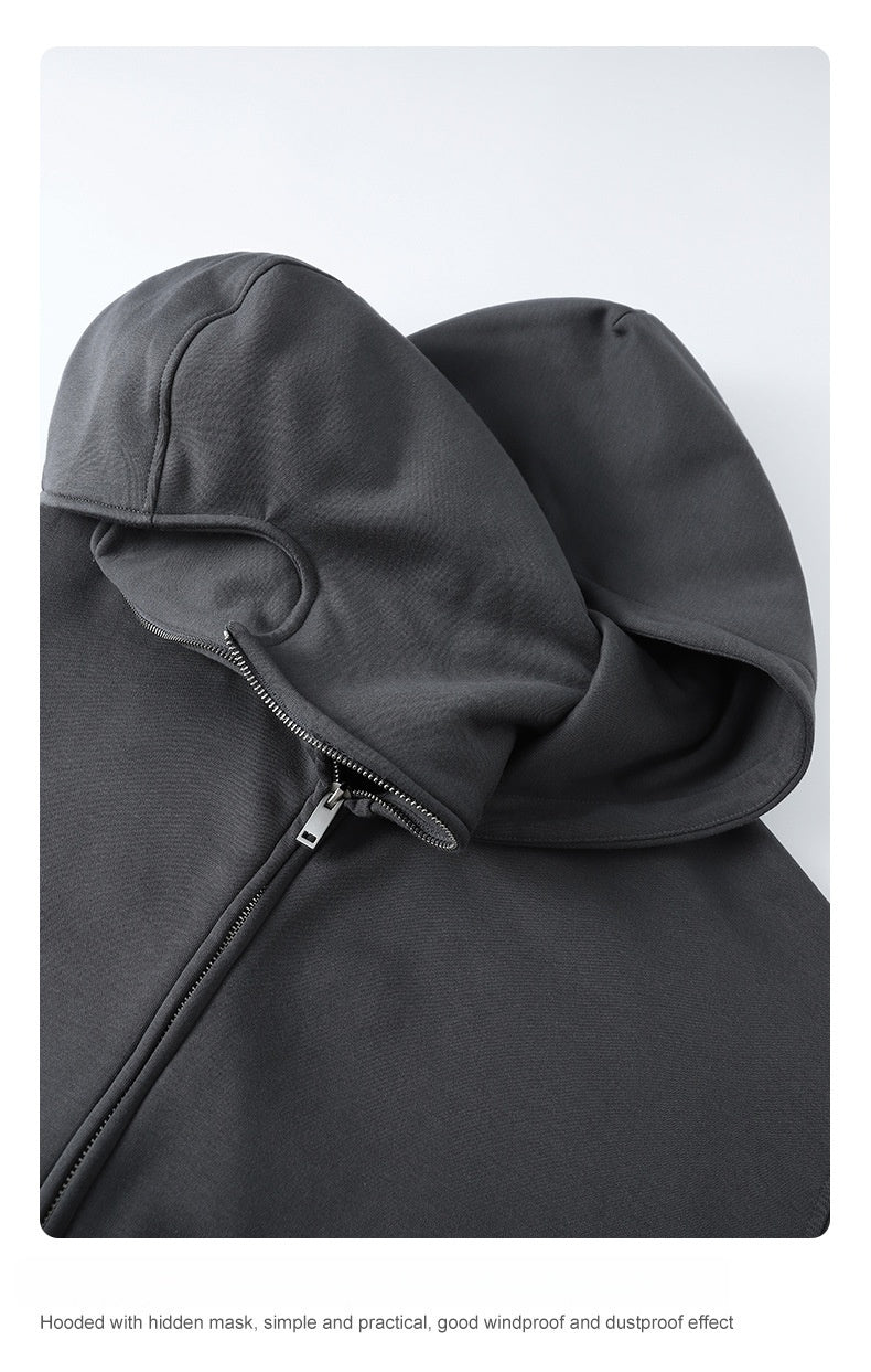 Men's Technical Fleece Hoodie - Oversized Pullover with Face Guard