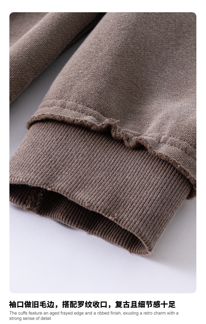 Men's Oversized Hoodie - High Street Zip-Up, Distressed Hem Detail