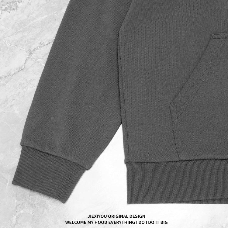 Unisex Minimalist Letter Hoodie - Oversized Cotton Pullover, Embroidery Detail