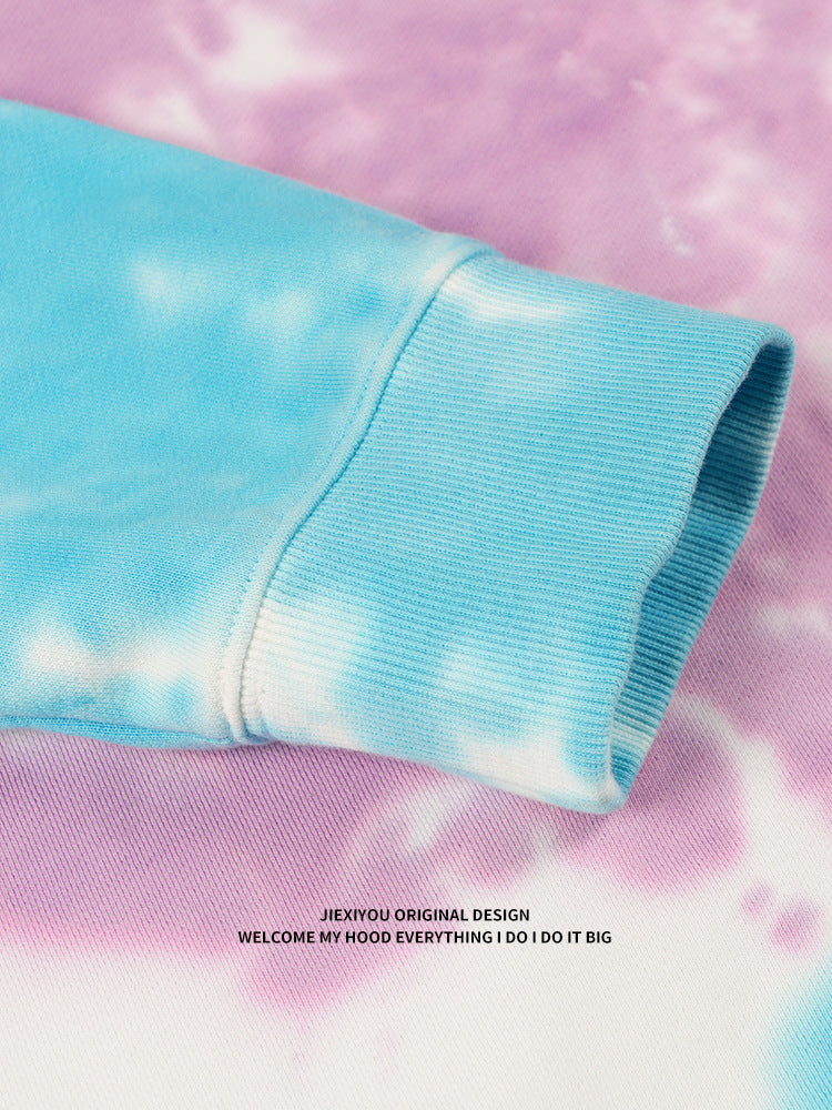 Unisex Heavy Tie Dye Hoodie - 380gsm Cotton Pullover, Color Block Design