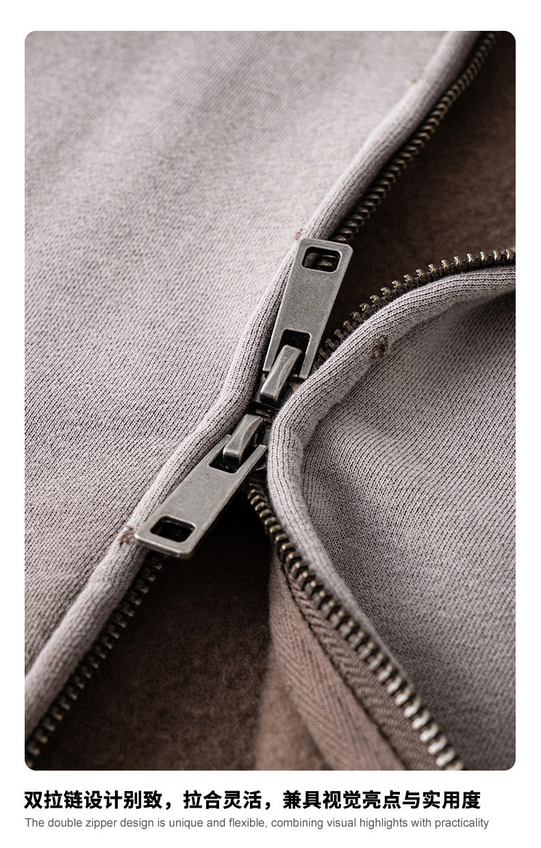 Men's Oversized Hoodie - High Street Zip-Up, Distressed Hem Detail