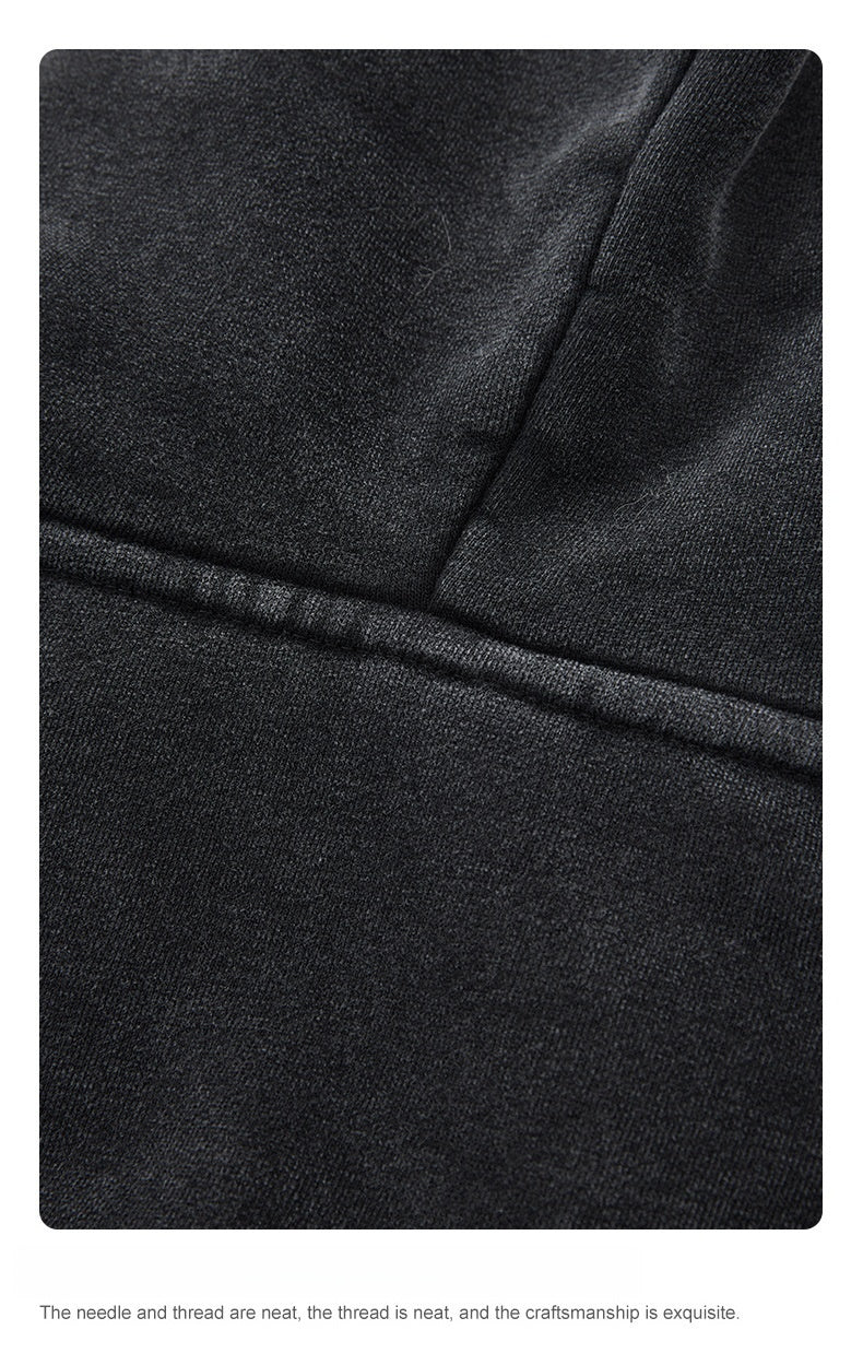 Men's Faux Fur Hoodie - Vintage Washed Zip-Up, Box Fit Jacket