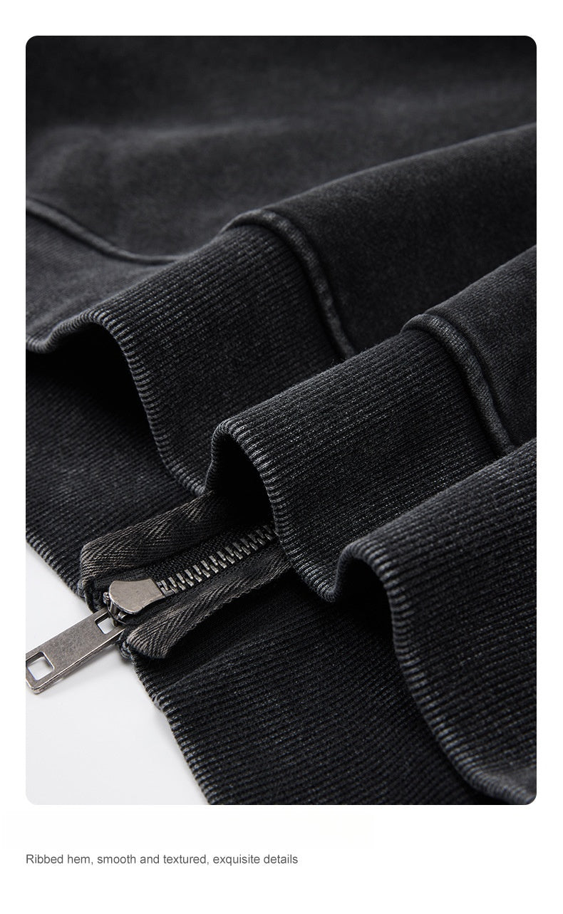 Men's Faux Fur Hoodie - Vintage Washed Zip-Up, Box Fit Jacket