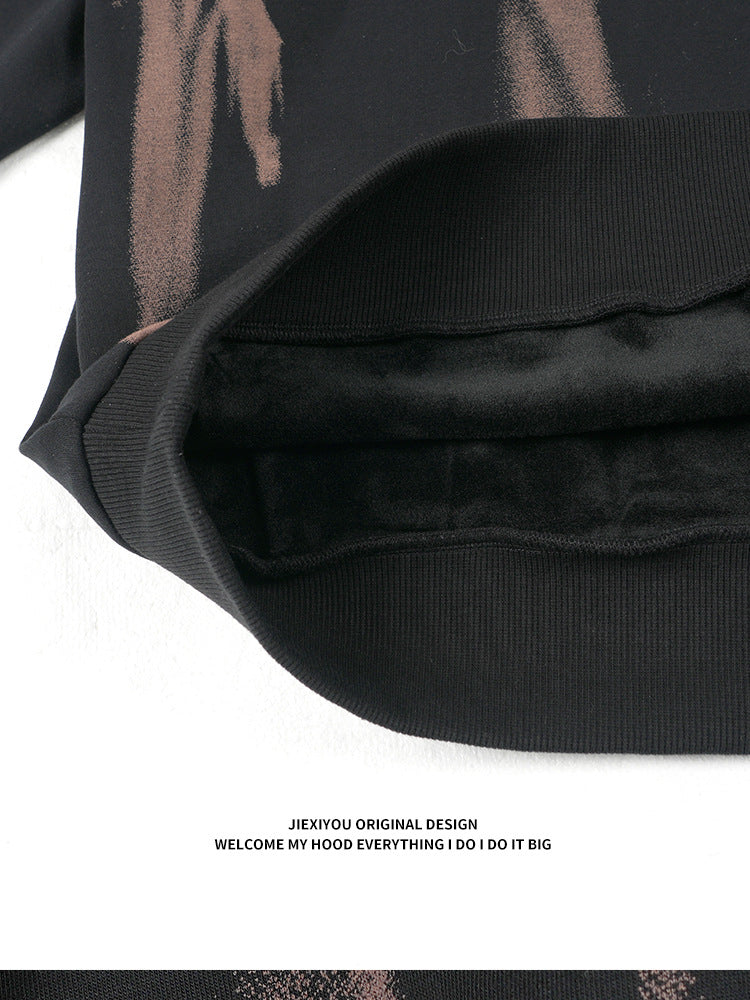 Unisex Tie Dye Hoodie - Oversized Brown Pullover, Casual Streetwear