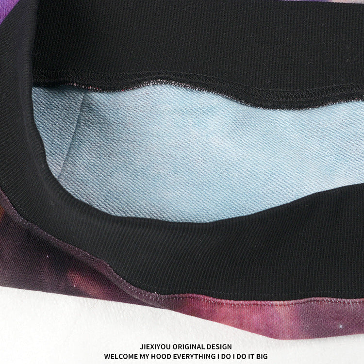 Unisex Nebula Tie Dye Hoodie - Oversized Purple Pullover, Gradient Streetwear