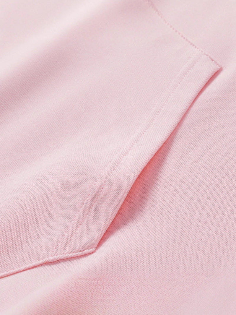 Unisex Letter Print Hoodie - Oversized Pink Pullover, Casual Streetwear