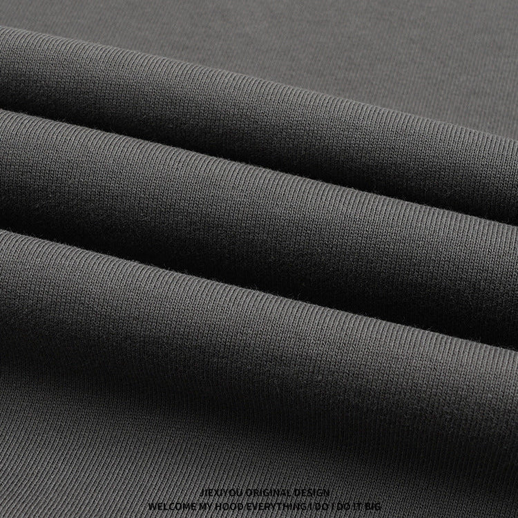 Unisex Minimalist Letter Hoodie - Oversized Cotton Pullover, Embroidery Detail