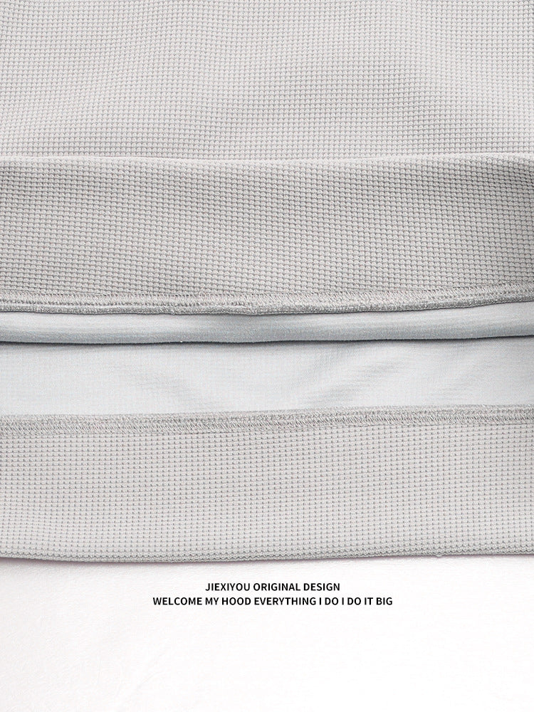 Unisex Waffle Knit Hoodie - Textured Cotton Pullover, Embroidery Ready