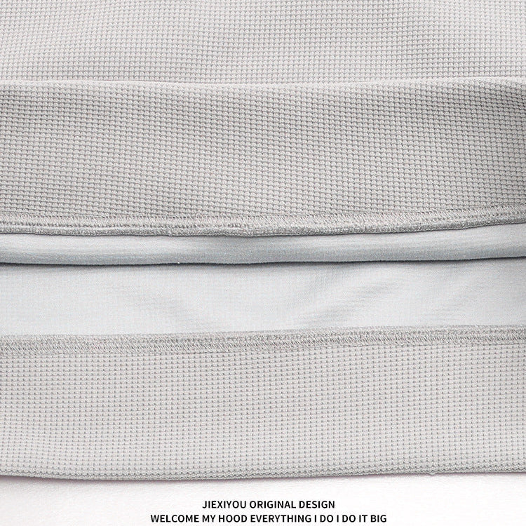 Unisex Waffle Knit Hoodie - Textured Cotton Pullover, Embroidery Ready