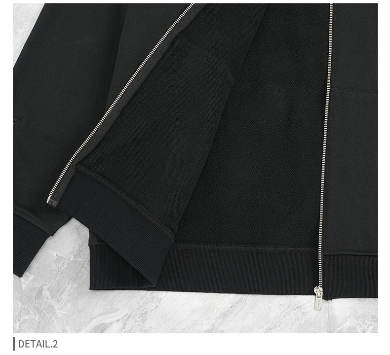 Men's Athletic Zip Hoodie - Heavy Rhinestone Pullover, Oversized Streetwear