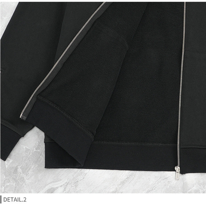 Men's Athletic Zip Hoodie - Heavy Rhinestone Pullover, Oversized Streetwear