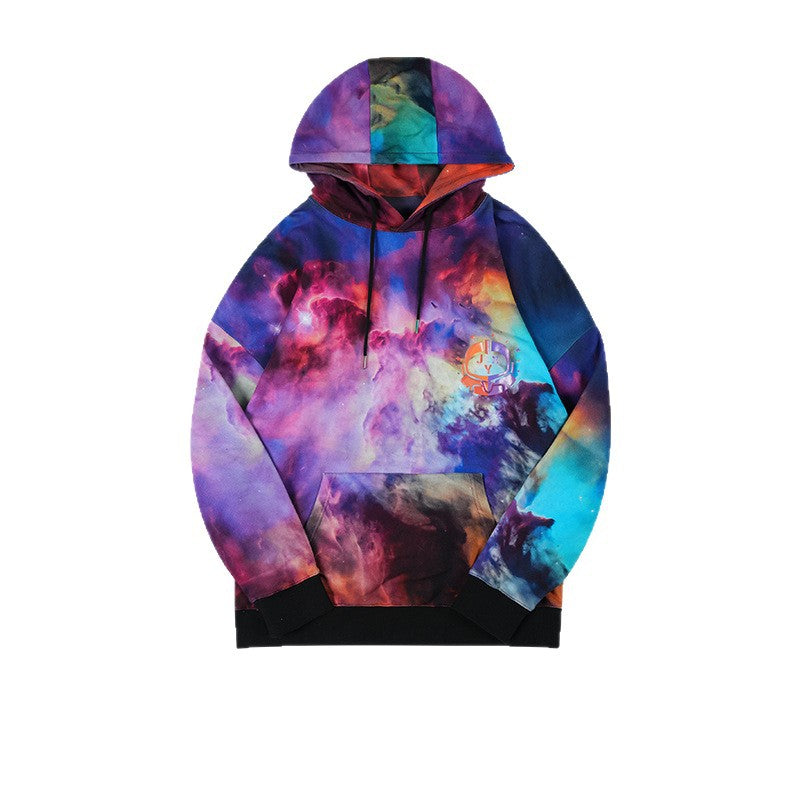 Unisex Nebula Tie Dye Hoodie - Oversized Purple Pullover, Gradient Streetwear