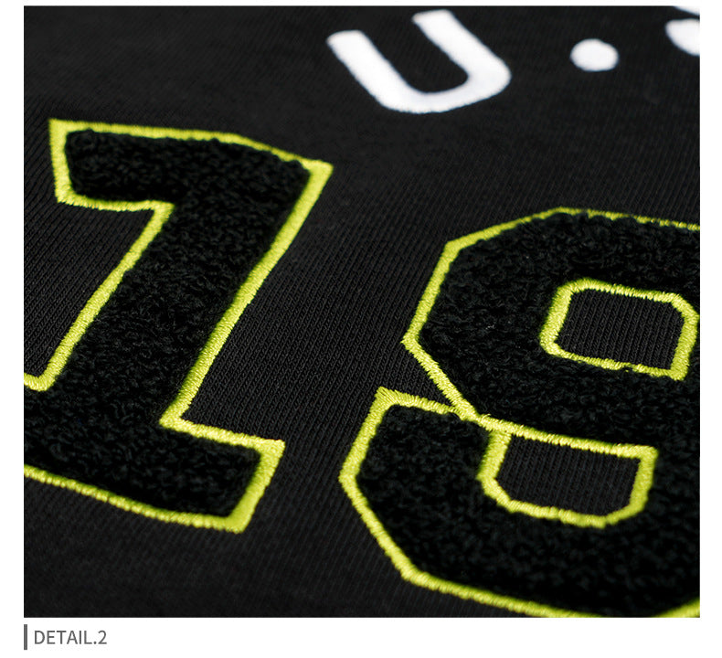 Unisex Embroidered Letter Hoodie - Vintage College Style, Oversized Pullover