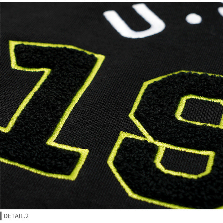 Unisex Embroidered Letter Hoodie - Vintage College Style, Oversized Pullover