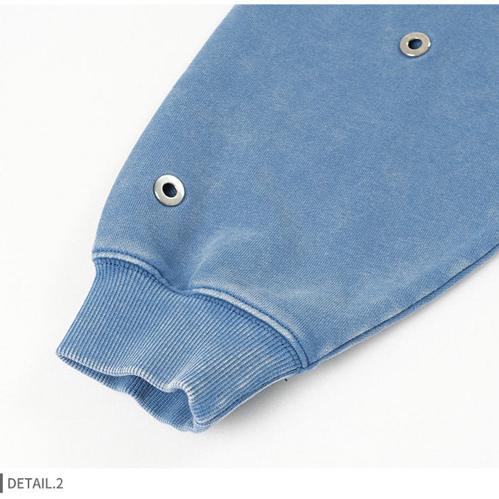 Unisex Distressed Hoodie - Oversized Blue Pullover, Streetwear Style