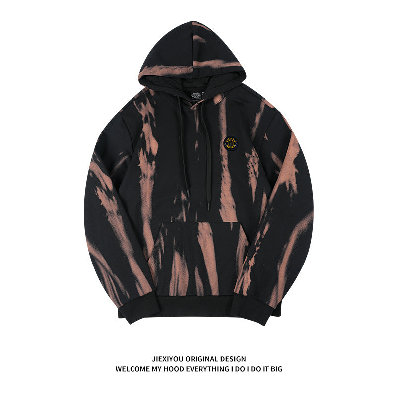 Unisex Tie Dye Hoodie - Oversized Brown Pullover, Casual Streetwear