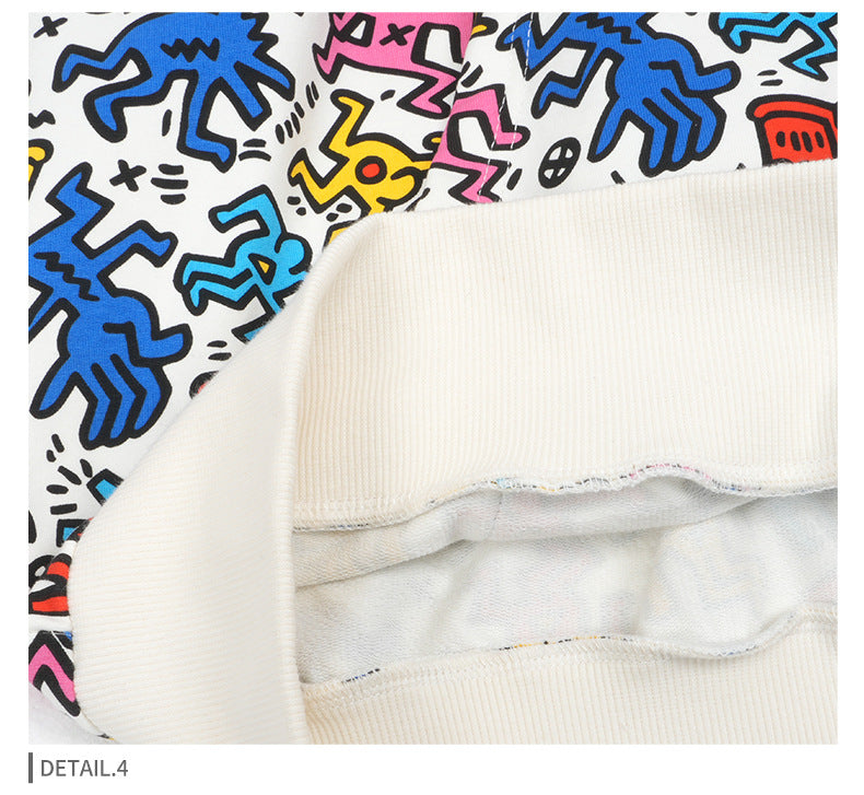 Unisex Graffiti Print Hoodie - Oversized White Pullover, Urban Streetwear