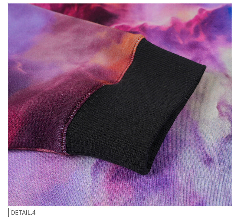 Unisex Nebula Tie Dye Hoodie - Oversized Purple Pullover, Gradient Streetwear