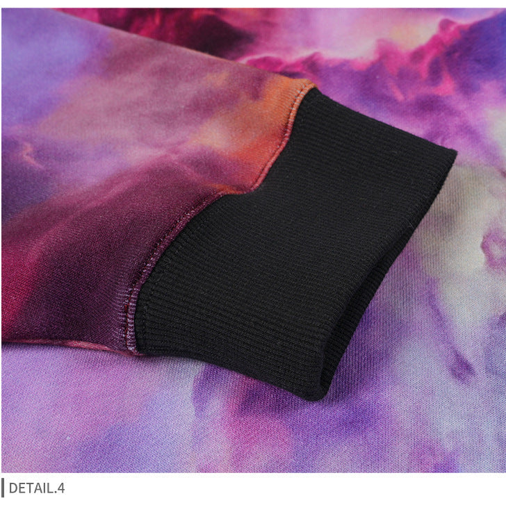 Unisex Nebula Tie Dye Hoodie - Oversized Purple Pullover, Gradient Streetwear