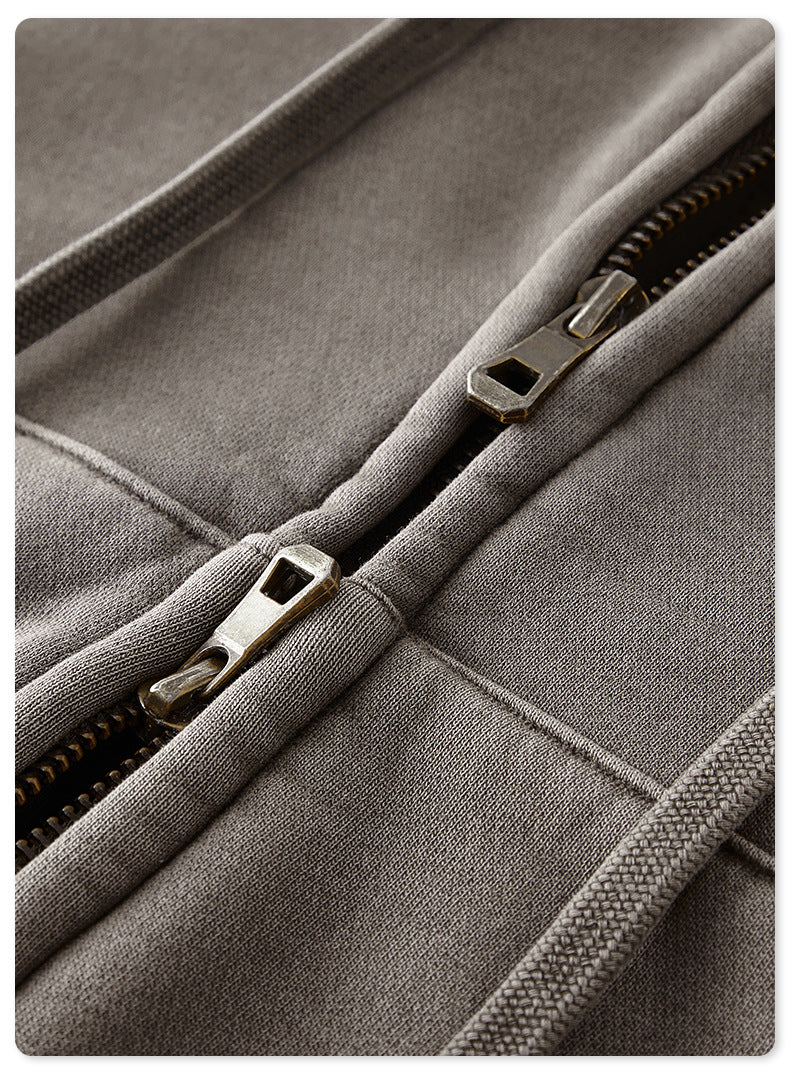 Women's Cropped Fleece Hoodie - Vintage Washed, Zip-Up Jacket