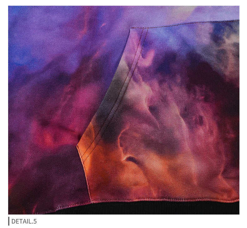 Unisex Nebula Tie Dye Hoodie - Oversized Purple Pullover, Gradient Streetwear