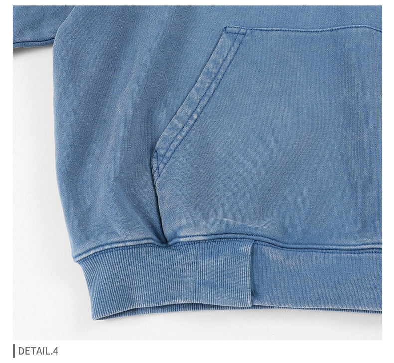 Unisex Distressed Hoodie - Oversized Blue Pullover, Streetwear Style