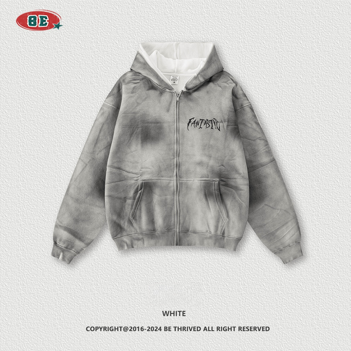 Men's Distressed Fleece Hoodie - Heavyweight Washed Pullover, High Street Style