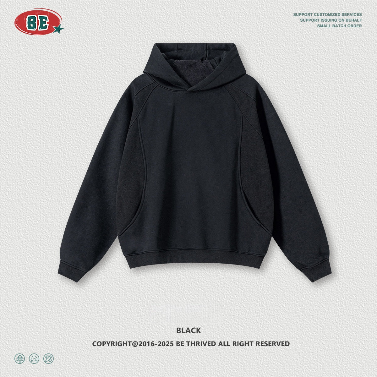 Men's Fleece Hoodie - Oversized Pullover, Raglan Sleeve Design