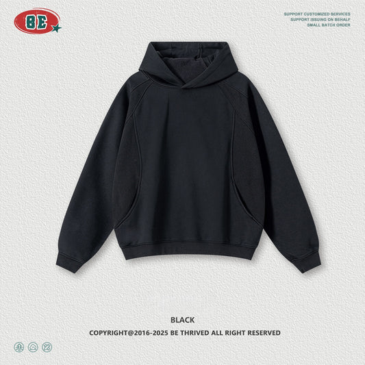 Men's Fleece Hoodie - Oversized Pullover, Raglan Sleeve Design